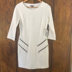 NWT White Express dress with 3/4 sleeves and zippers size small